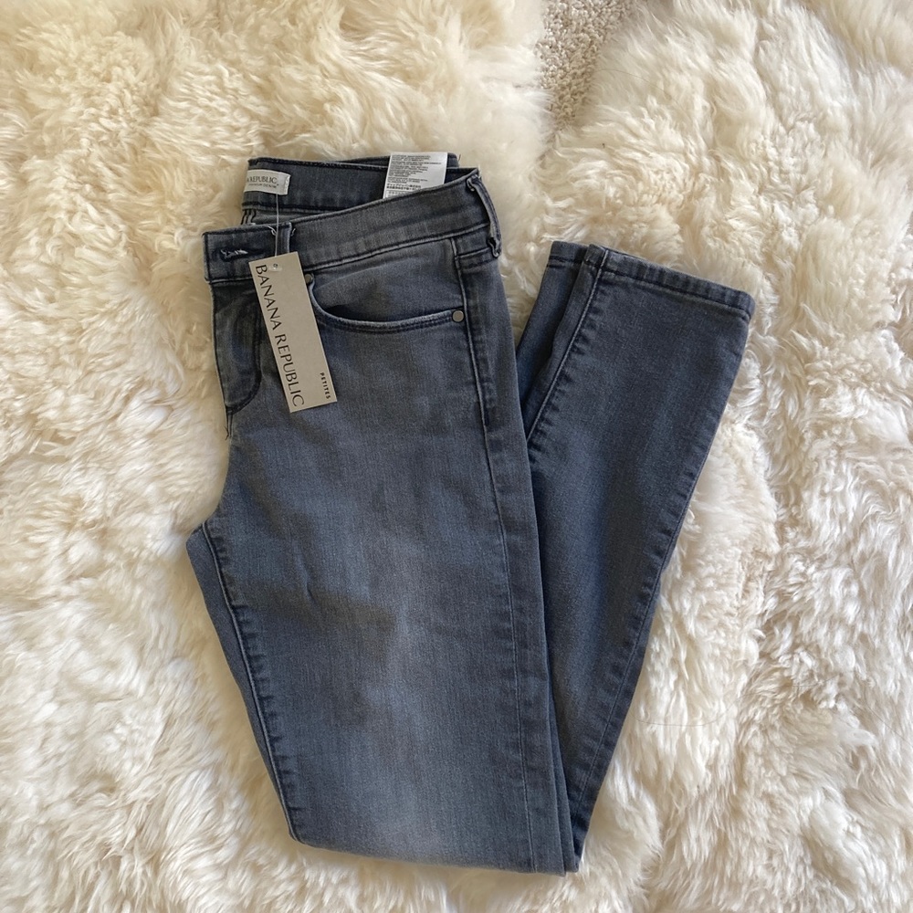 NWT banana republic grey gray skinny denim jeans petite size 26